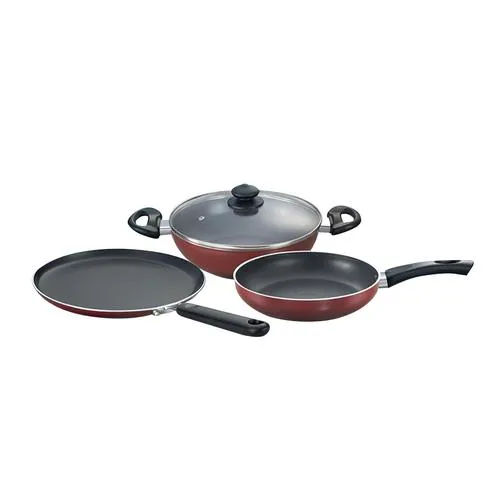 Prestige Omega Deluxe Plus Build Your Kitchen Set of 3 (Red)