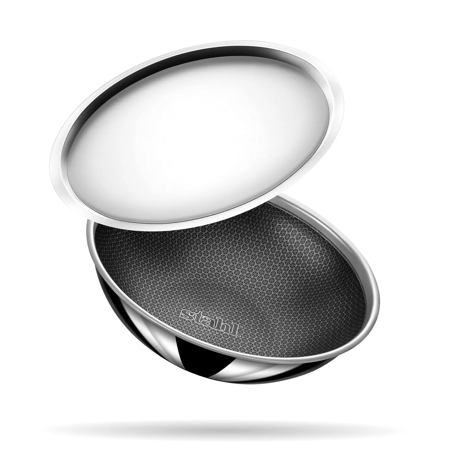 Stahl Artisan Hybrid Tasla | Triply Stainless Steel Non Stick Tasla with Lid | Triply Stainless Steel Cookware | Tri Ply Tasla Kadai with Induction Base