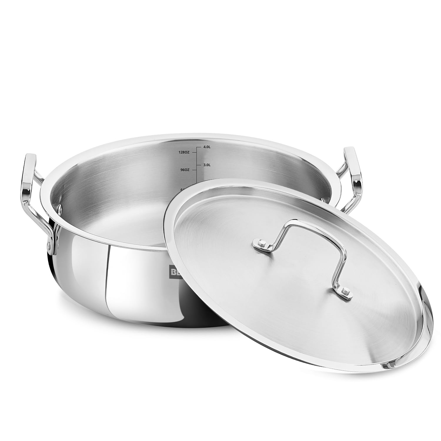 Bergner BE Bergner Essentials TriPly Stainless Steel Biryani Handi with Lid, Biryani Pot, Patila Handi, Even Heat Distribution, Induction Bottom and Gas Stove Ready, 5-Year Warranty
