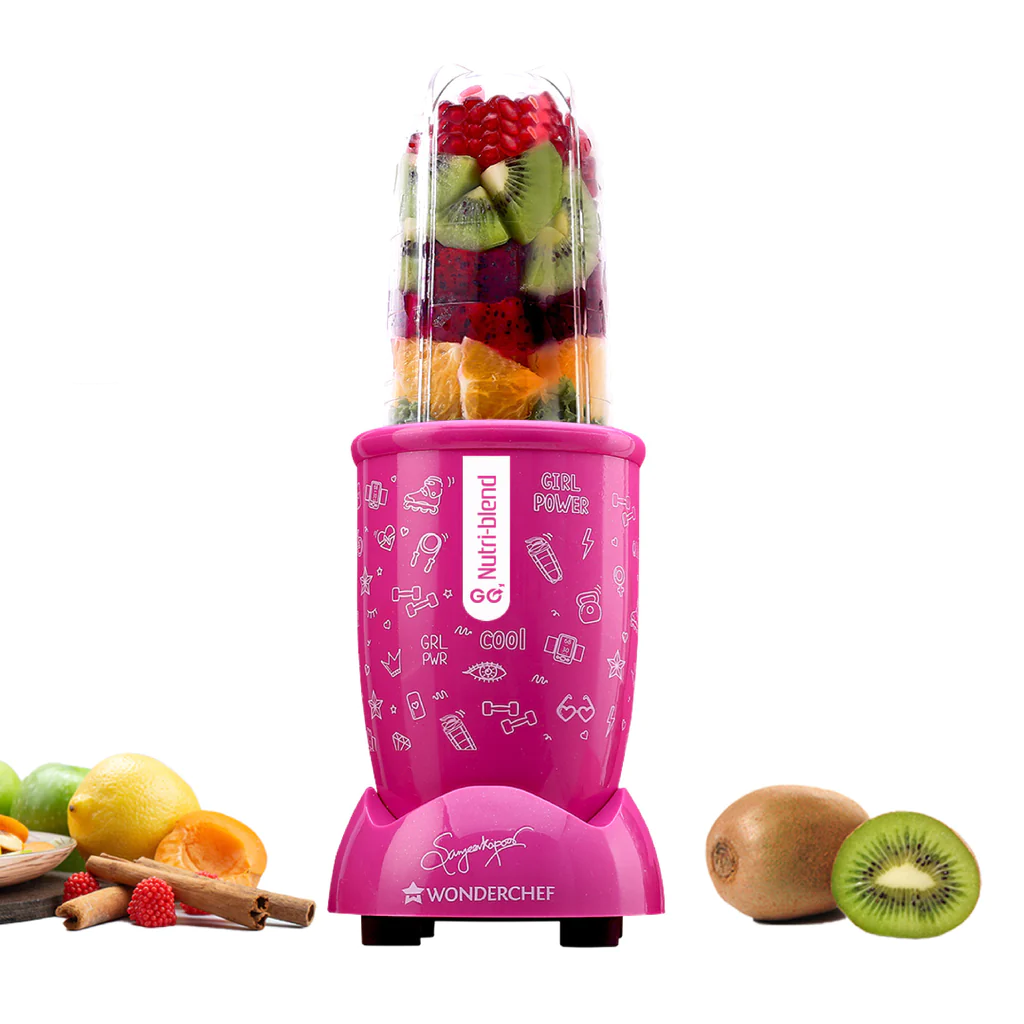 Wonderchef Nutri-blend GO, 22000 RPM 100% Full Copper Motor, 1 Unbreakable Jar, 400 W, 2 Years Warranty, Recipe book by Chef Sanjeev Kapoor.