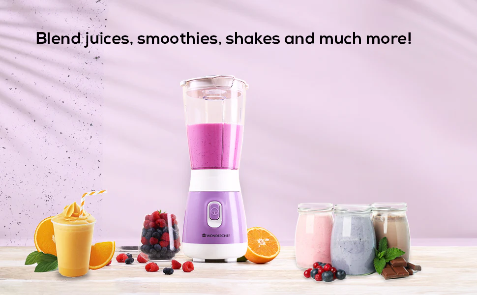 Wonderchef Orchid Personal Blender, 250W Copper Motor, 600ml Transparent Jar, Stainless Steel Blades for Perfect Blending, Hassle Free Blending of Fruits & Vegetable Juices, Protein Shakes, Smoothies - Image 10
