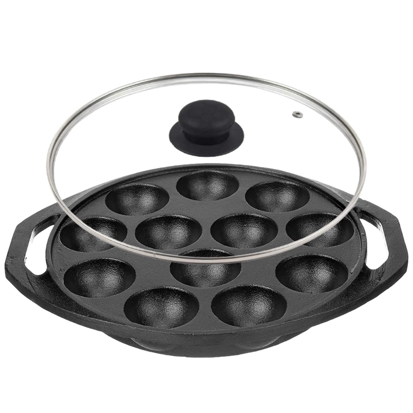 Eugor Cast Iron Paddu Maker with Lid cavity 12