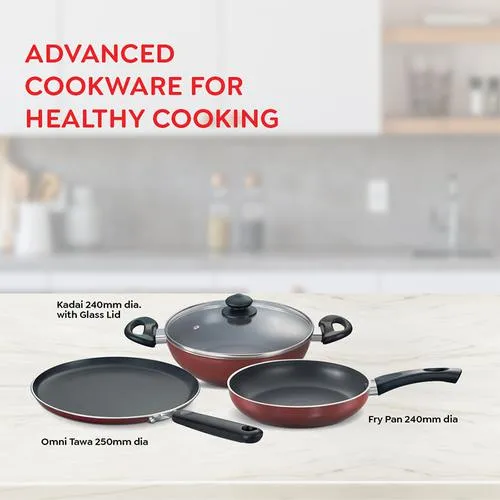 Prestige Omega Deluxe Plus Build Your Kitchen Set of 3 (Red) - Image 2