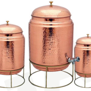 Saga Pure Copper Water Pot /Tanki With Stand | Hammered