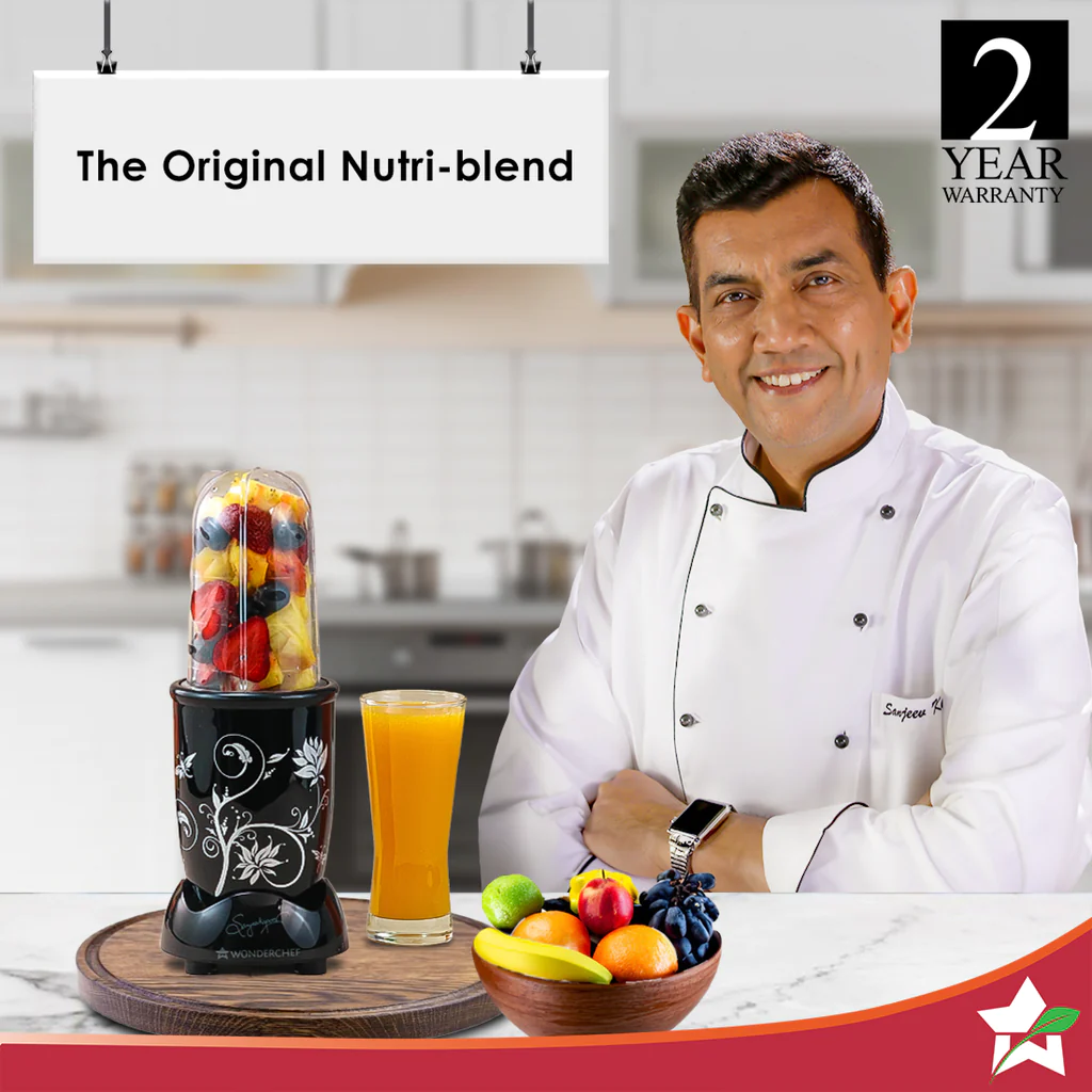 WonderChef Nutri-blend, 500W, 22000 RPM 100% Full Copper Motor, Mixer-Grinder, Blender, SS Blades, 2 unbreakable Jars, 2 Years warranty, Recipe book by Chef Sanjeev Kapoor - Image 4