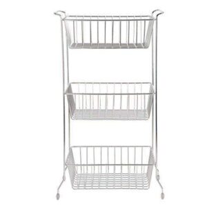 Embassy Fruit & Vegetable Rack, Rectangle, 3-Tier, 35x25x63 cms, Stainless Steel (Multipurpose Kitchen Storage Rack/Shelf)