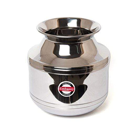 Embassy Stainless Steel Royal Pongal Pot/Tapla, 10 Litres (Size 2)
