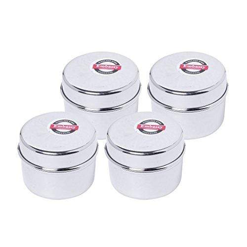 Embassy Tip-top Dabbi/Container - Pack of 4 (Size 1, 60 ml each), Stainless Steel