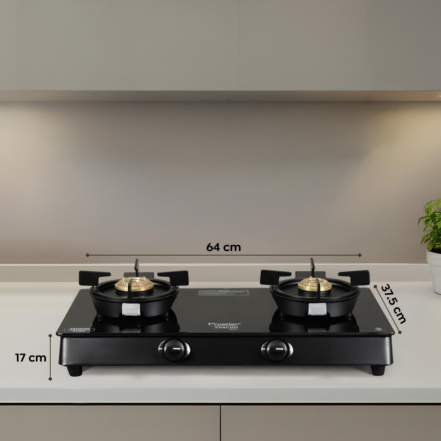 Prestige Svachh Neo GTSN 02 Toughened Glasstop Gas Stove with Liftable 2 Burners (Black) - Image 2