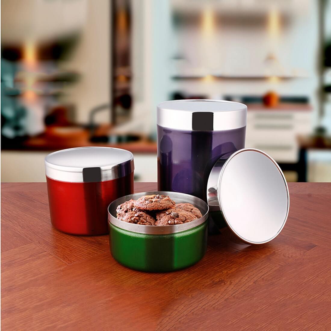 Stainless Steel 3 PCS Canister Set with SS Lid Crayon
