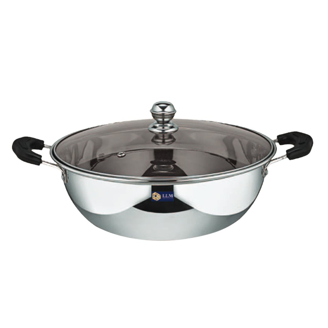 Llm Kadai With Glass Lid – 26 CM