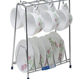 Kitchen Mart Cup And Saucer stand, Stainless Steel (Pack of 1) (Only Stand)