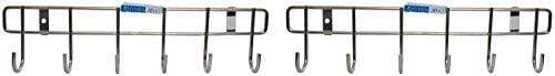Kitchen Mart Stainless Steel Hook Rail (35.5 cm x 4 cm x 9 cm, Silver, Pack of 2)