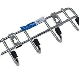 Kitchen Mart Stainless Steel Hook Rail 4-Pins, Coth hanger / Laddle hanger / Key Hanger / Towel Hanger (Pack of 1)