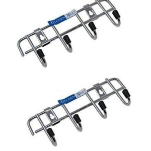 Kitchen Mart Stainless Steel Hook Rail 4-Pins, Coth hanger / Laddle hanger / Key Hanger / Towel Hanger (Pack of 2)