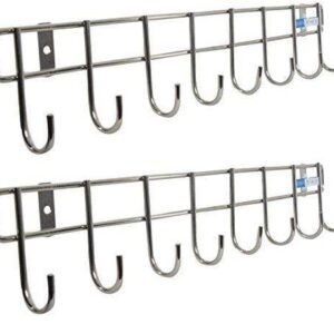 Kitchen Mart Stainless Steel Hook Rail (46 cm x 4.5 cm x 9 cm, Silver, Pack of 2)