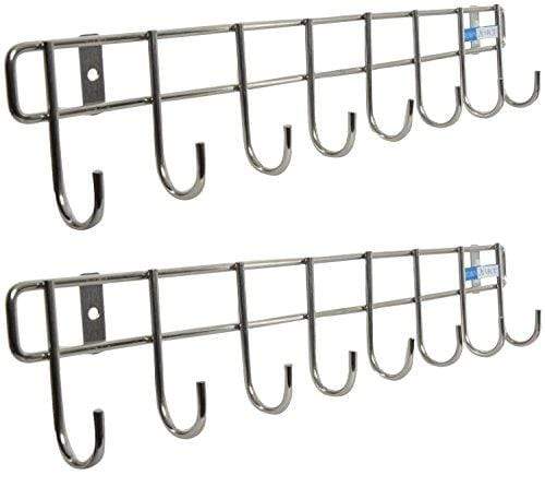 Kitchen Mart Stainless Steel Hook Rail (46 cm x 4.5 cm x 9 cm, Silver, Pack of 2)