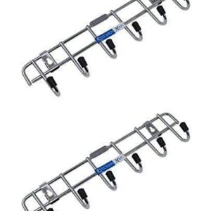 Kitchen Mart Stainless Steel Hook Rail 6-Pins, Coth hanger / Laddle hanger / Key Hanger / Towel Hanger (Pack of 2)