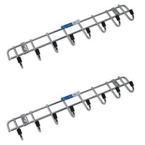 Kitchen Mart Stainless Steel Hook Rail 8-Pins, Coth hanger / Laddle hanger / Key Hanger / Towel Hanger (Pack of 2)