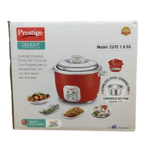 Prestige Delight Cute 1.8-SS Electric Rice Cooker | 1.8L Stainless Steel Pot, Keep-Warm Feature, Cool-Touch Handles | Versatile & Efficient Kitchen Essential
