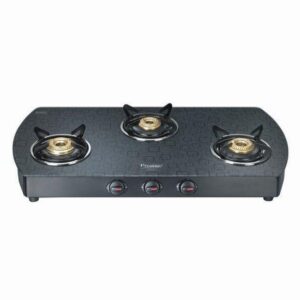 Prestige Premia Schott Designer Series GlassTop, 3 Burner Gas Stove, Black (GTS 03D)
