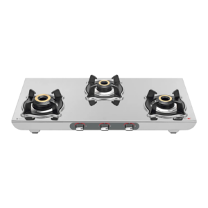 Sujata Sterno 3 Burner Gas Stove 3B – 2 mm Stainless Steel, Manual Ignition, 9 Year Warranty