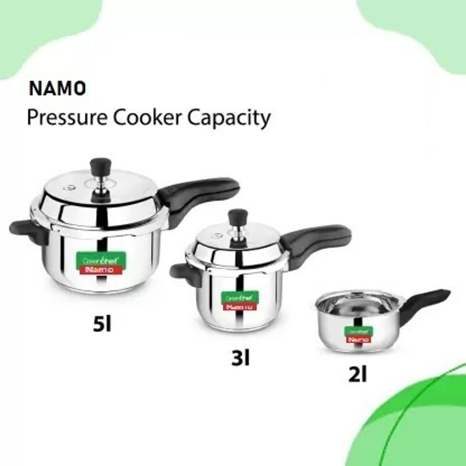 Greenchef Pressure Cooker Namo SS Combo (5L + 3L + 2L)